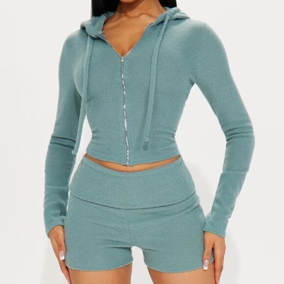 Fashion Nova Tops - Fashion Nova Teal Short Set, Large